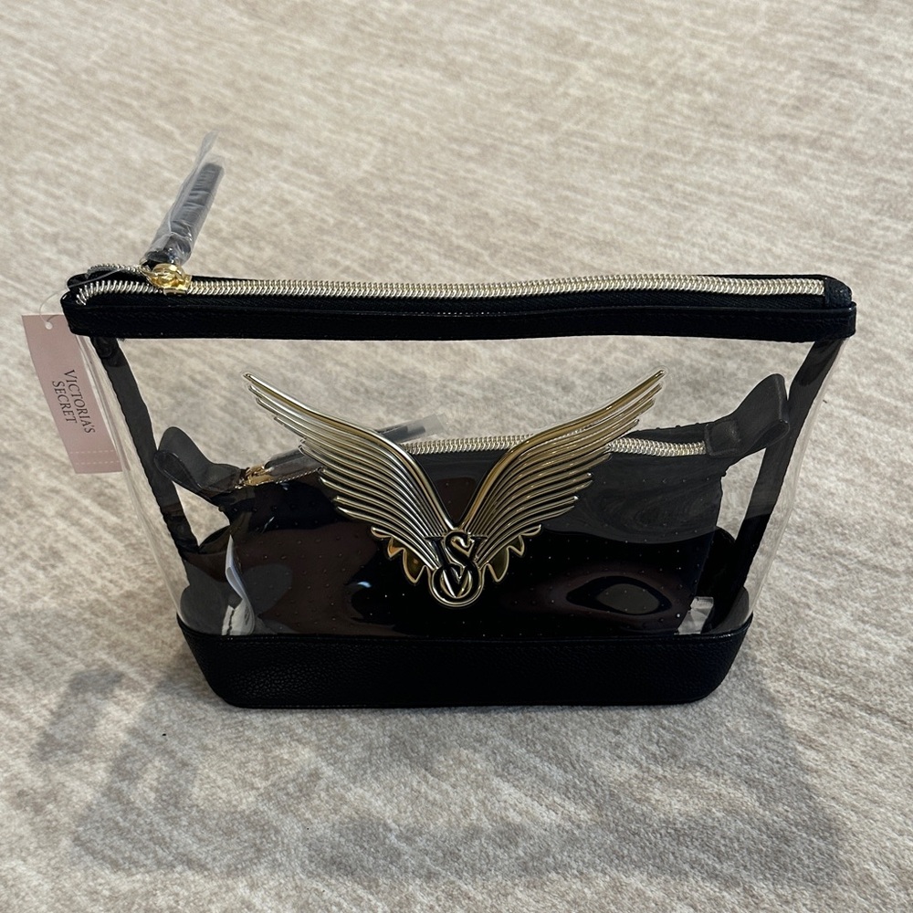 Victoria's Secret Clear Bag with Black and Gold Accents